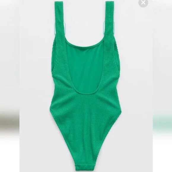 NEW | Aerie Green/Blue Crinkle Birthday Scoop Cheekiest One Piece Swimsuit XL‎ - Picture 4 of 11